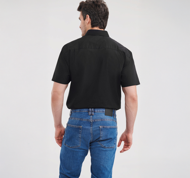 Russell Collection - Men´s Short Sleeve Poly-Cotton Easy Care Poplin Shirt - Skjorte Med Eget Logo