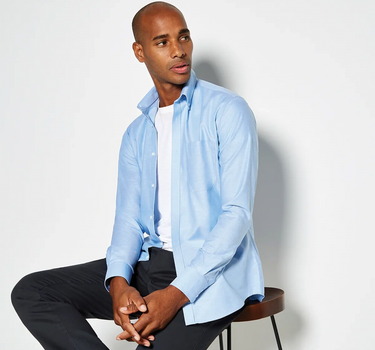 Kustom Kit - Men`s Slim Fit Workwear Oxford Shirt Long Sleeve - Skjorte Med Eget Logo