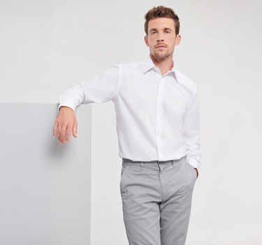 Russel Collection - Men´s L/S Easy Care Tailored Oxford Shirt - Skjorte Med Eget Logo