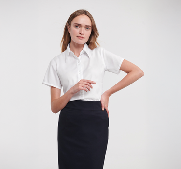 Russel Collection - Ladies´ Short Sleeve Ultimate Non-Iron Shirt - Skjorte Med Eget Logo