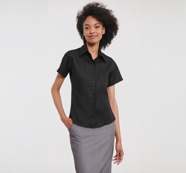 Russel Collection - Ladies´ Short Sleeve Ultimate Non-Iron Shirt - Skjorte Med Eget Logo