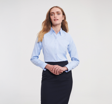 Russel Collection - Ladies´ L/S Herringbone Shirt - Skjorte Med Eget Logo