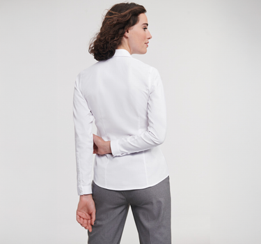Russel Collection - Ladies´ L/S Herringbone Shirt - Skjorte Med Eget Logo