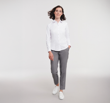 Russel Collection - Ladies´ L/S Herringbone Shirt - Skjorte Med Eget Logo
