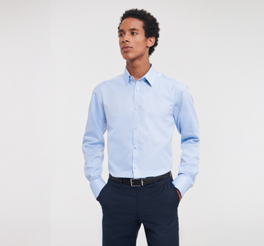 Russel Collection - Men´s L/S Herringbone Shirt - Skjorte Med Eget Logo