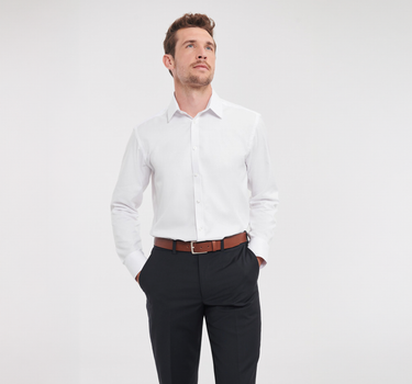 Russel Collection - Men´s L/S Herringbone Shirt - Skjorte Med Eget Logo