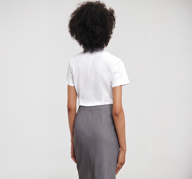 Russell Collection - Ladies´ Short Sleeve Herringbone Shirt - Skjorte Med Eget Logo
