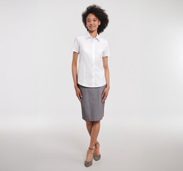 Russell Collection - Ladies´ Short Sleeve Herringbone Shirt - Skjorte Med Eget Logo