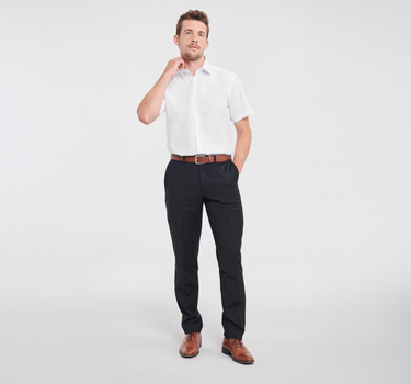 Russel Collection - Men´s Short Sleeve Herringbone Shirt - Skjorte Med Eget Logo