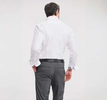 Russel Collection - Men´s L/S Tailored Contrast Herringbone Shirt - Skjorte Med Eget Logo