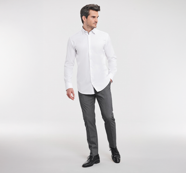Russel Collection - Men´s L/S Tailored Contrast Herringbone Shirt - Skjorte Med Eget Logo