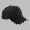 Beechfield Authentic Piped Peak Adjustable Black White Sort Hvid CB25C