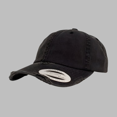 Flexfit Yupoong Dad Cap Justerbar 6245SP Black Destroyed Sort
