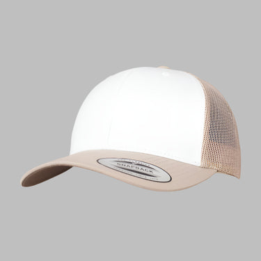 Flexfit Retro Colored Front Trucker Snapback 6606CF Khaki White Beige Hvid
