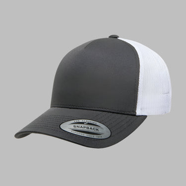 Flexfit/Yupoong Trucker 5 Panel Snapback 6506 Dark Grey White Mørkegrå Hvid