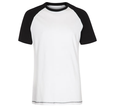 Blank Raglan T-shirt White Black Hvid Sort ST320