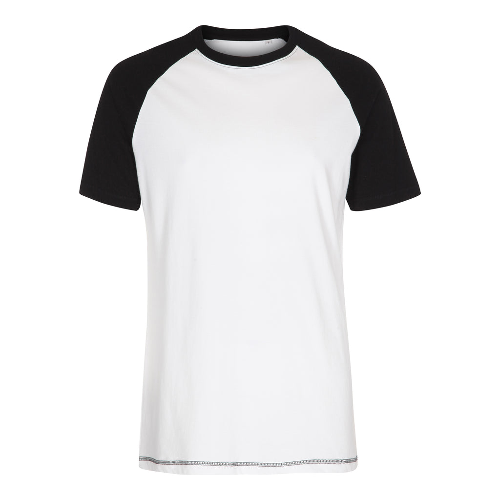 Blank Raglan T-shirt White Black Hvid Sort ST320