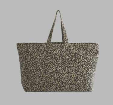 Westford Mill - Leopard Print Canvas Oversized Tote Bag - Shopper - WM336 - Med Eget Logo