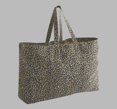 Westford Mill - Leopard Print Canvas Oversized Tote Bag - Shopper - WM336 - Med Eget Logo