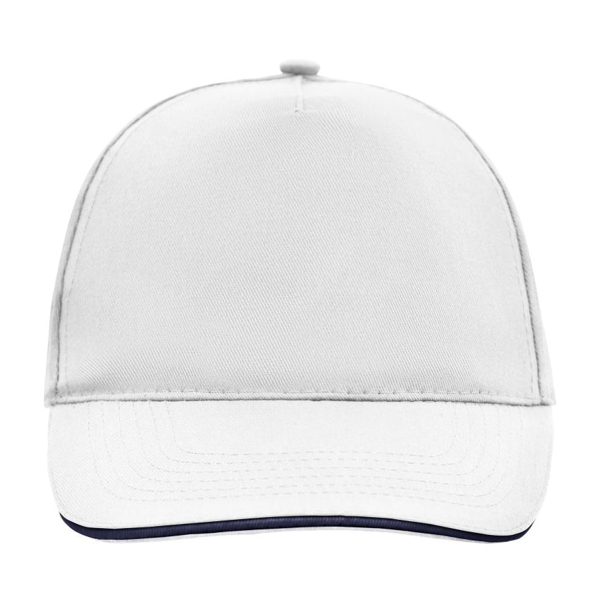 Myrtle Beach 5 Panel Promo Sandwich Cap Adjustable White Navy Hvid Blå MB6552