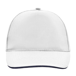 Myrtle Beach 5 Panel Promo Sandwich Cap Adjustable White Navy Hvid Blå MB6552