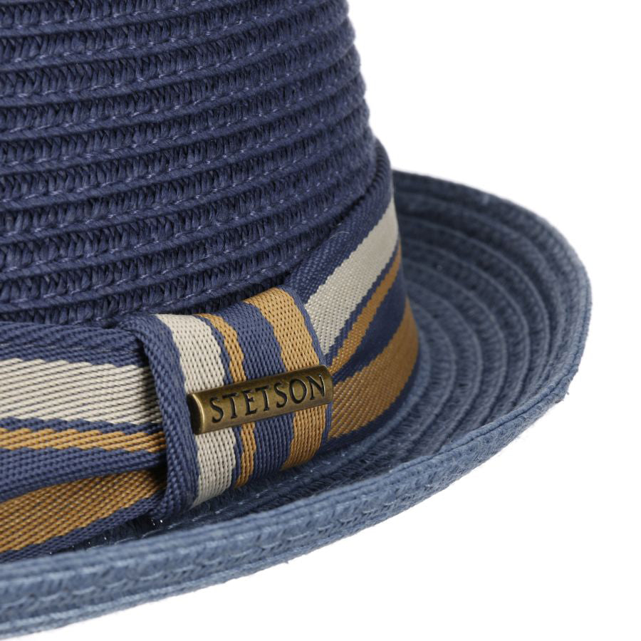 Stetson Licano Toyo Pork Pie Straw Hat Blue Blå 1698509-23 