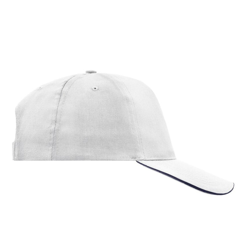 Myrtle Beach 5 Panel Promo Sandwich Cap Adjustable White Navy Hvid Blå MB6552