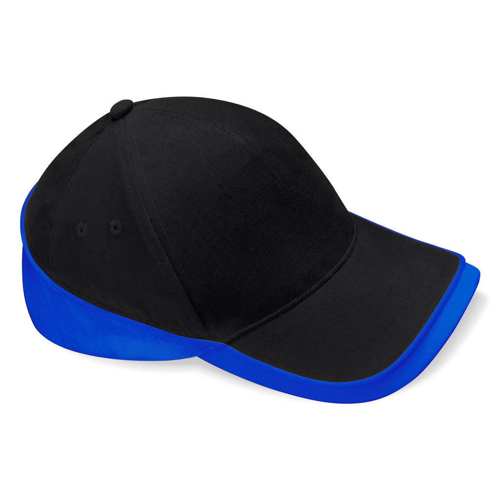 Beechfield Teamwear Competetion Cap Adjustable Black Bright Royal Sort Blå CB171