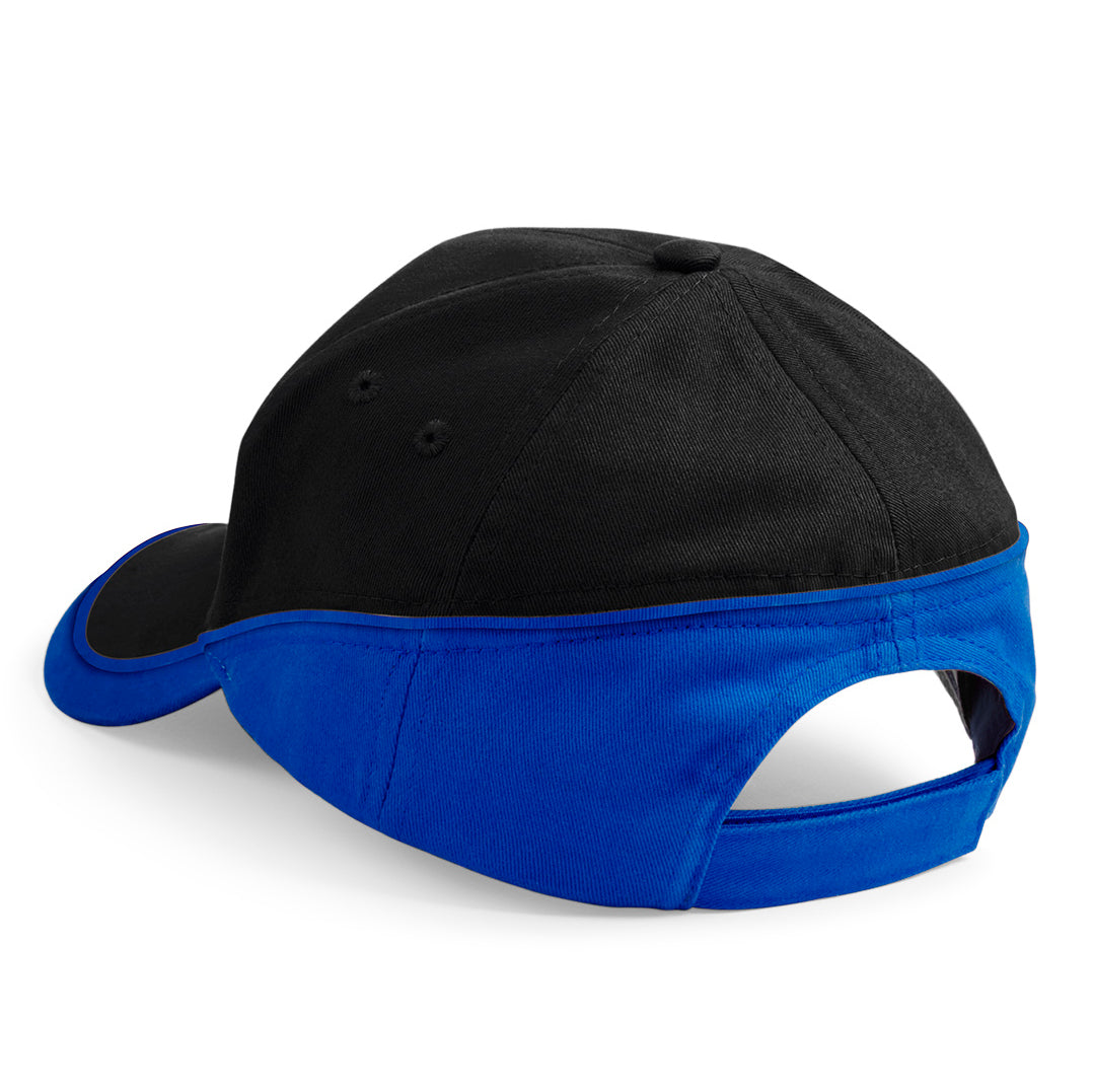 Beechfield Teamwear Competetion Cap Adjustable Black Bright Royal Sort Blå CB171