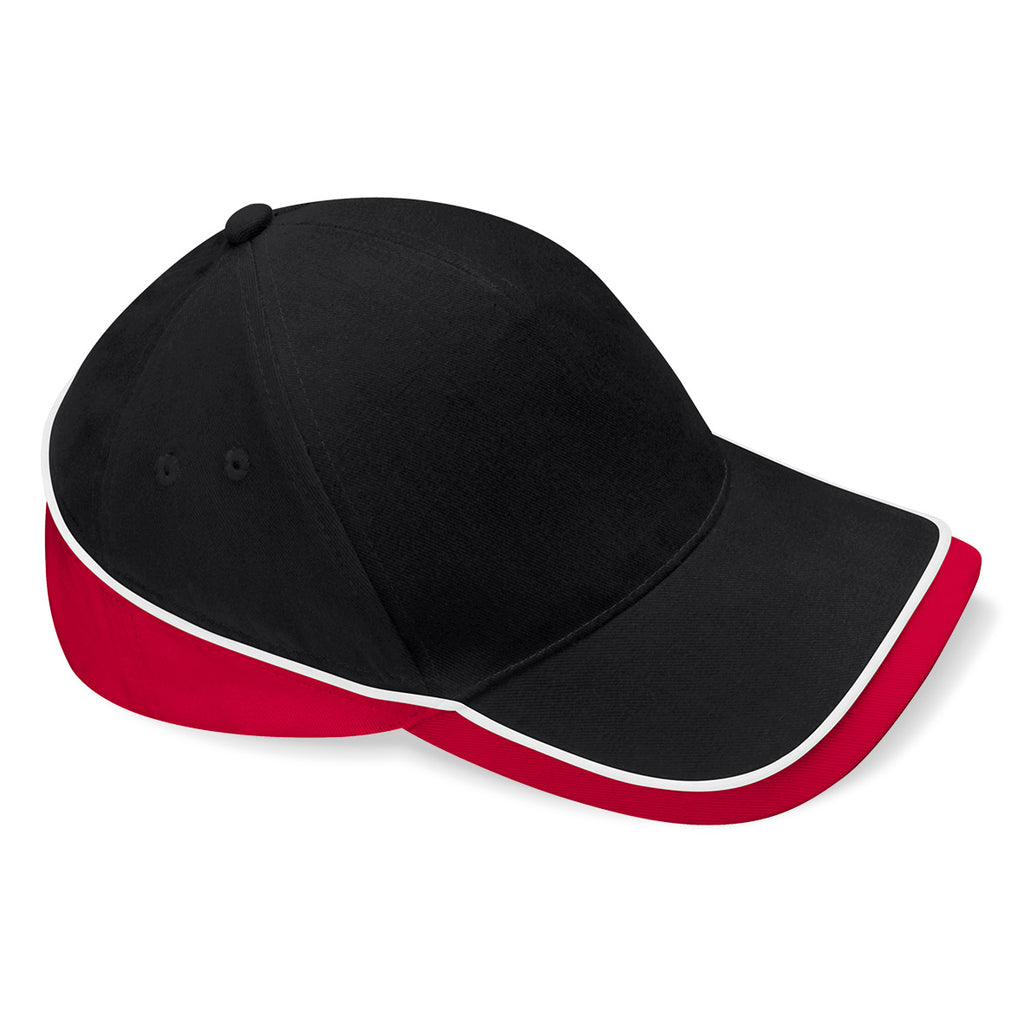 Beechfield Teamwear Competetion Cap Adjustable Black Classic Red Sort Hvid Rød CB171