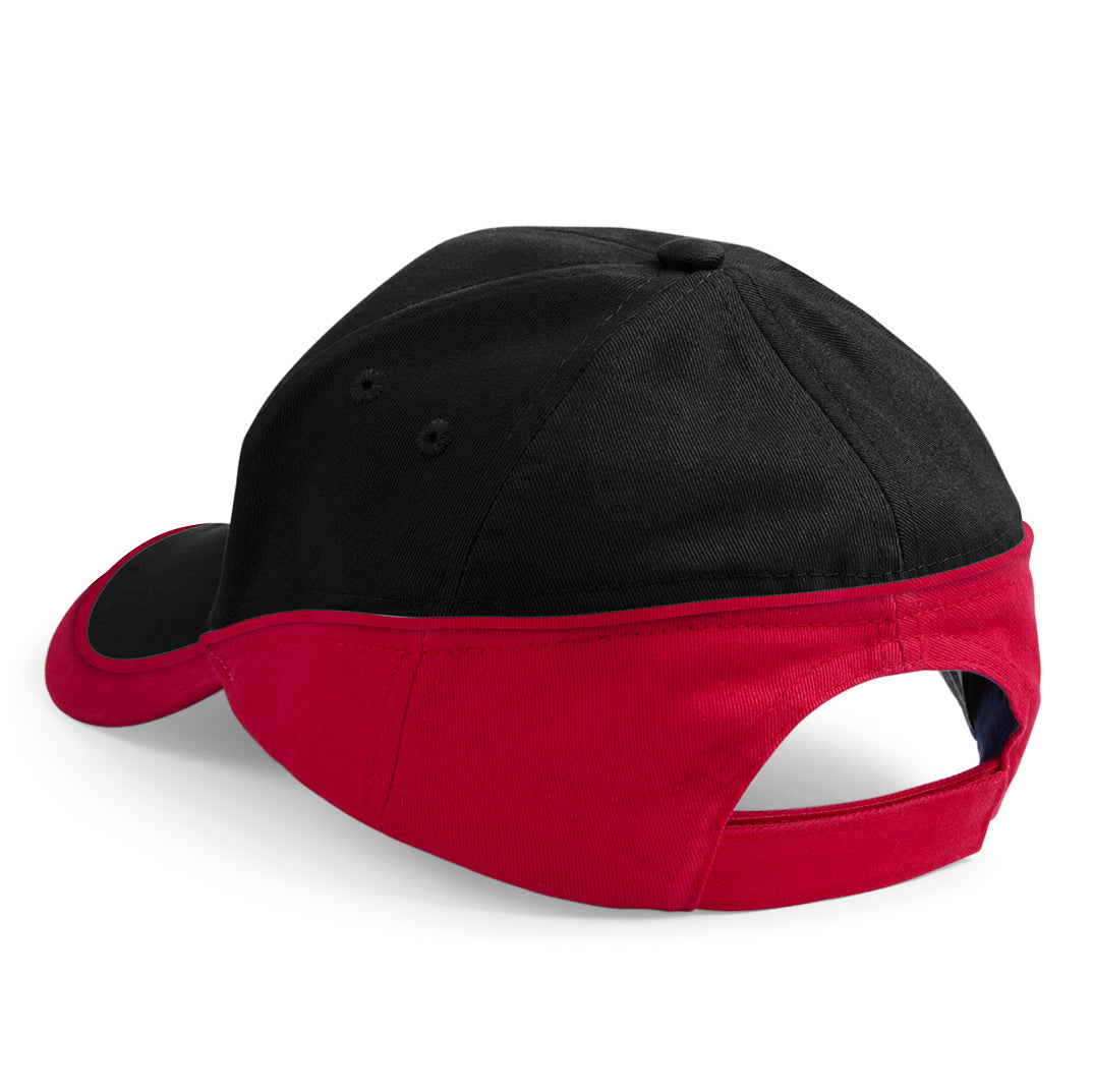 Beechfield Teamwear Competetion Cap Adjustable Black Classic Red Sort Rød CB171