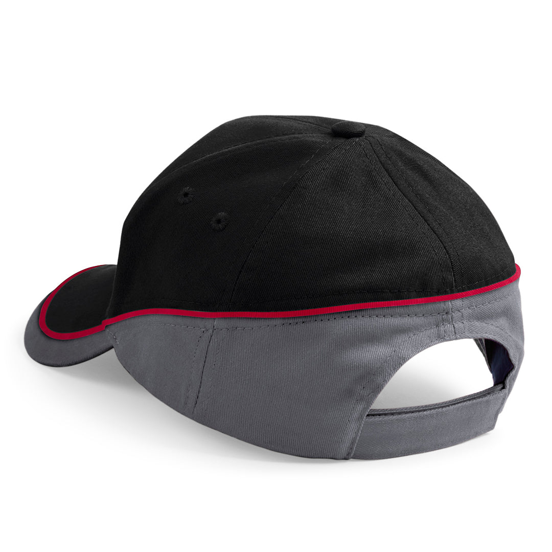 Beechfield Teamwear Competetion Cap Adjustable Black Graphite Grey Classic Red Sort Grå Rød