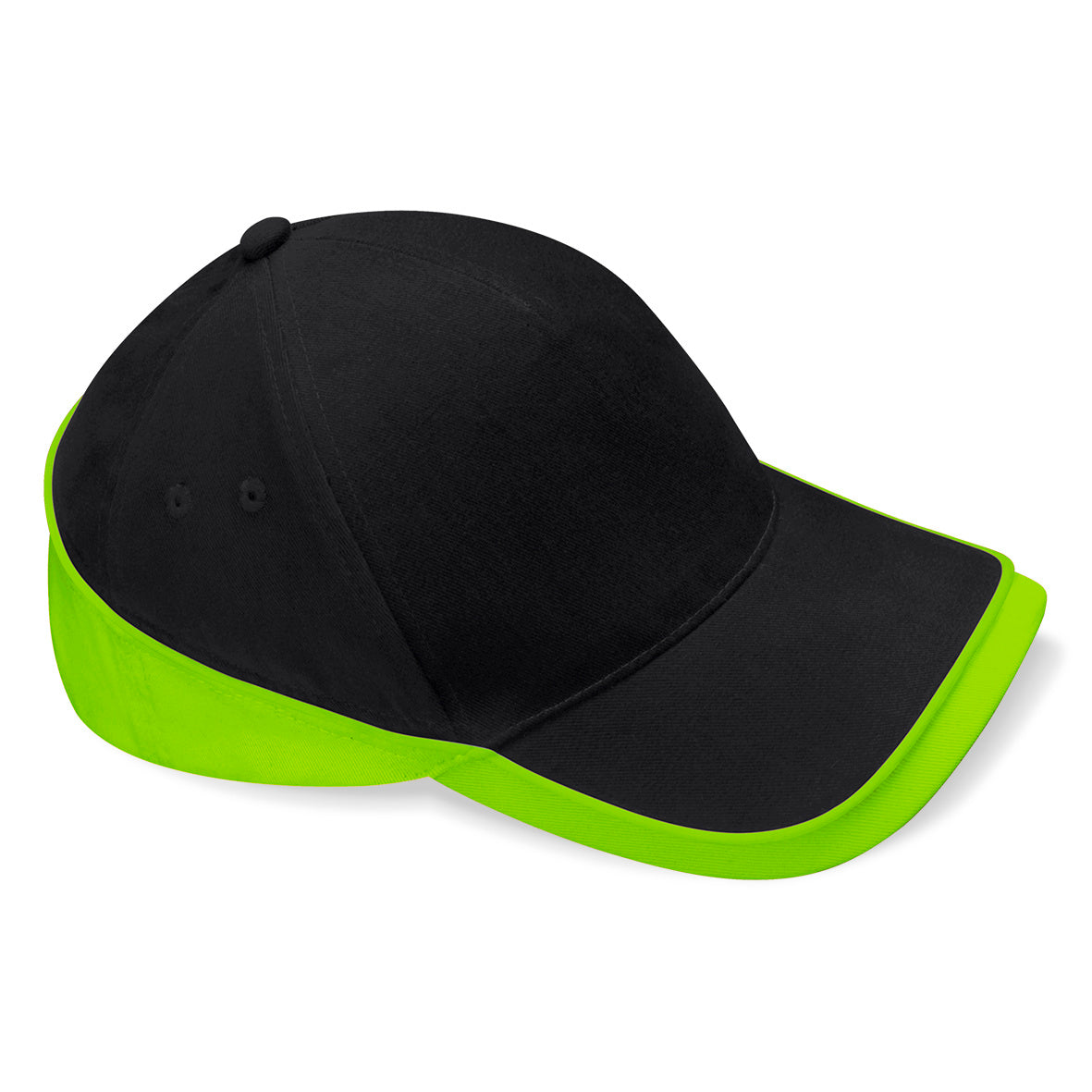 Beechfield Teamwear Competetion Cap Adjustable Black Lime Green Sort Grøn CB171