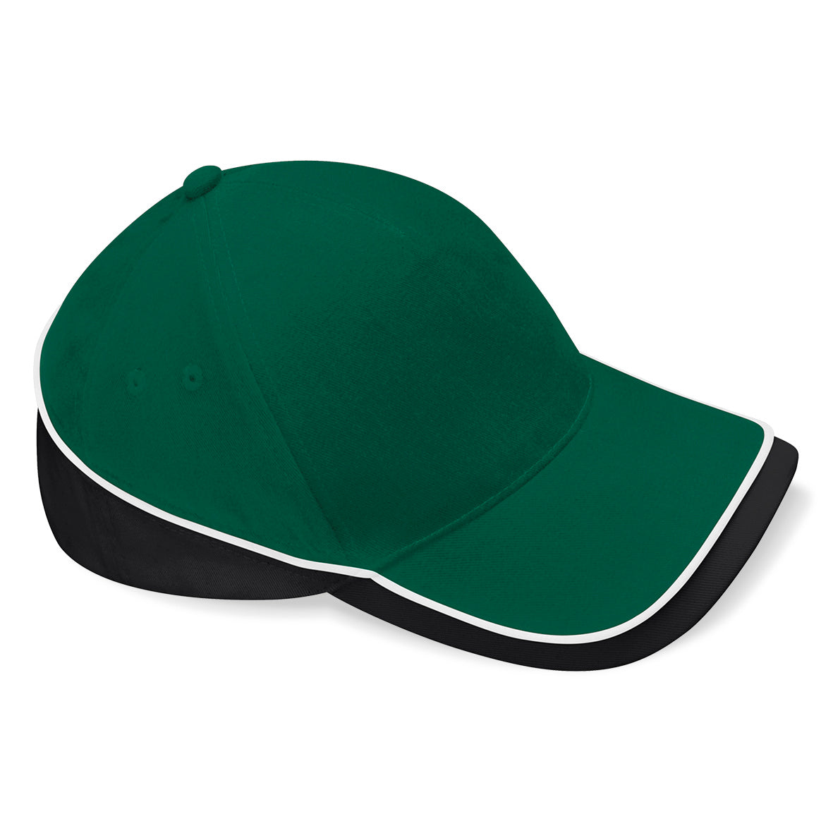 Beechfield Teamwear Competetion Cap Adjustable Bottle Green Black White Grøn Sort Hvid CB171 