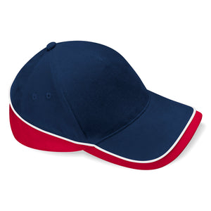 Beechfield Teamwear Competetion Cap Adjustable French Navy Classic Red White Rød Hvid CB171