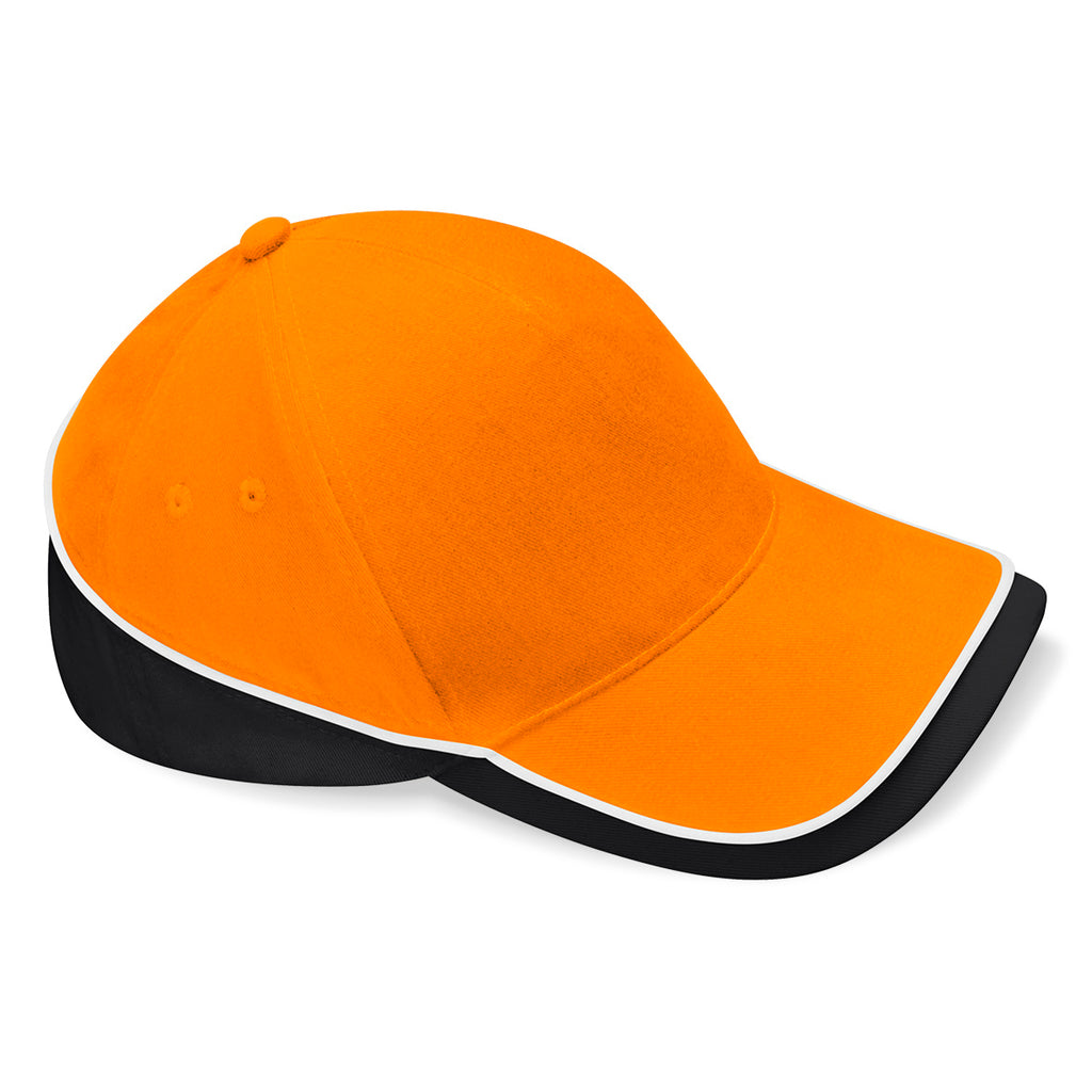 Beechfield Teamwear Competetion Cap Adjustable Orange Black White Sort Hvid CB171