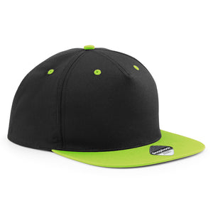 Beechfield 5 Panel Contrast Snapback Black Lime Green Sort Grøn CB610C