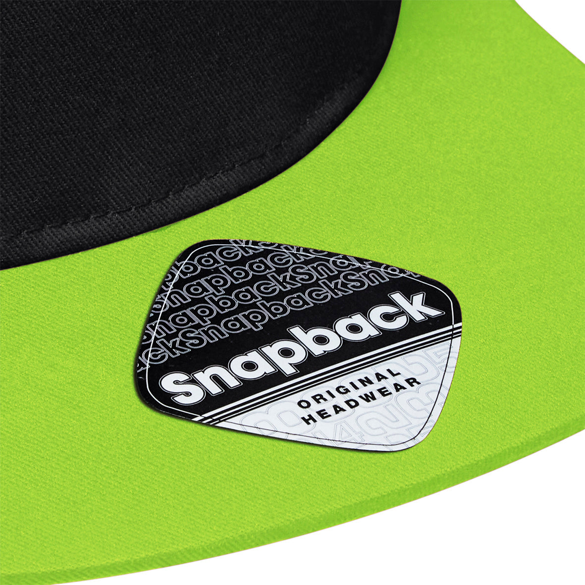 Beechfield 5 Panel Contrast Snapback Black Lime Green Sort Grøn CB610C