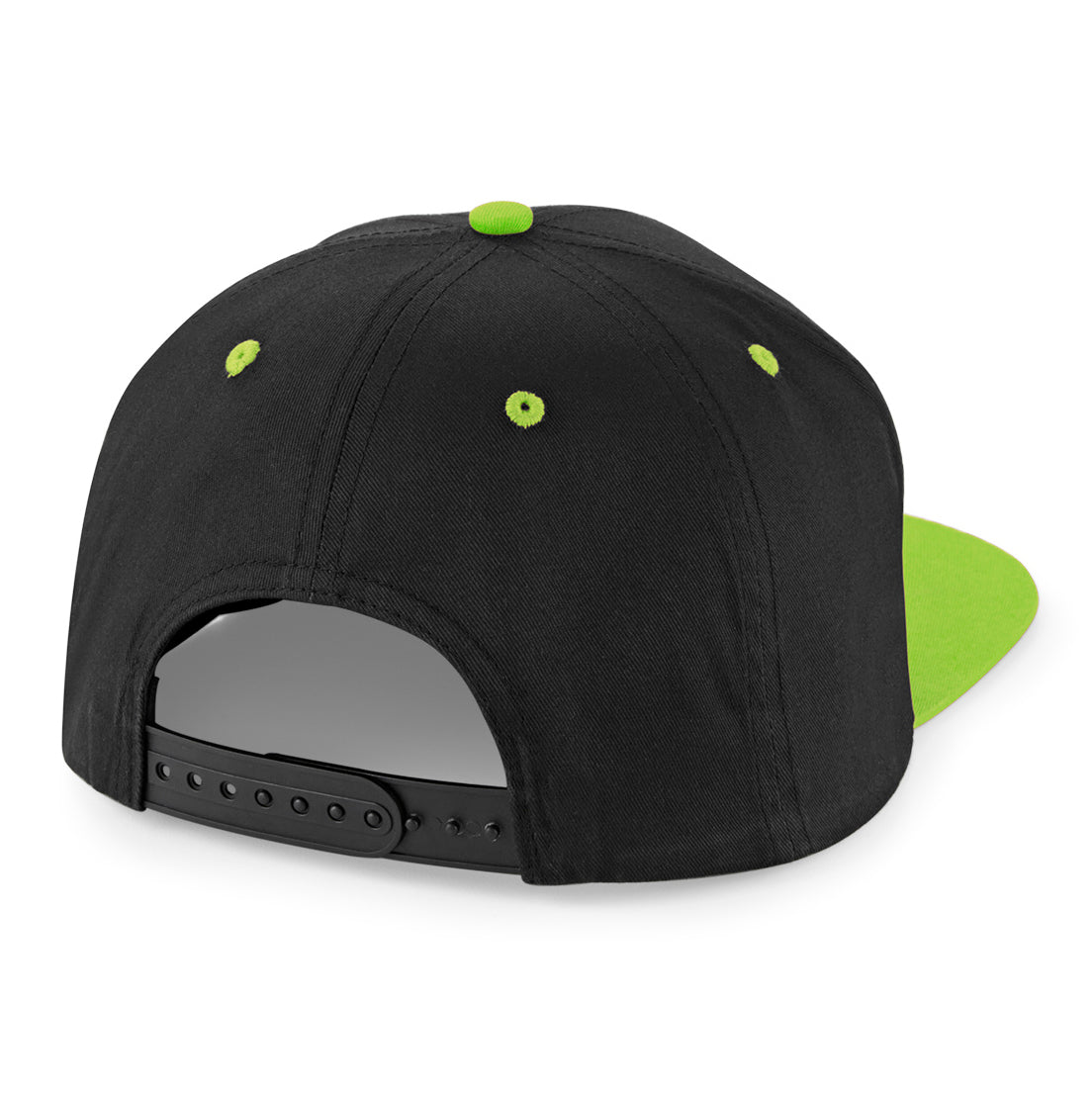 Beechfield 5 Panel Contrast Snapback Black Lime Green Sort Grøn CB610C