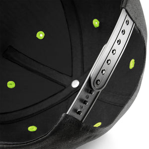 Beechfield 5 Panel Contrast Snapback Black Lime Green Sort Grøn CB610C