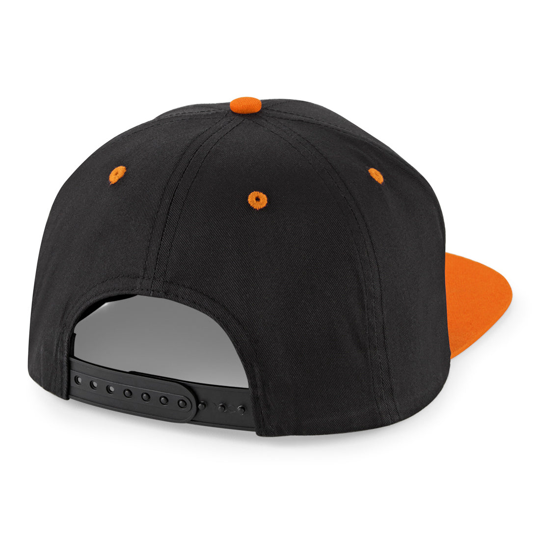 Beechfield 5 Panel Contrast Snapback Black Orange Sort CB610C