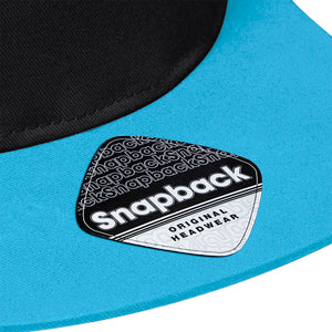 Beechfield 5 Panel Contrast Snapback Black Surf Blue Sort Blå CB610C