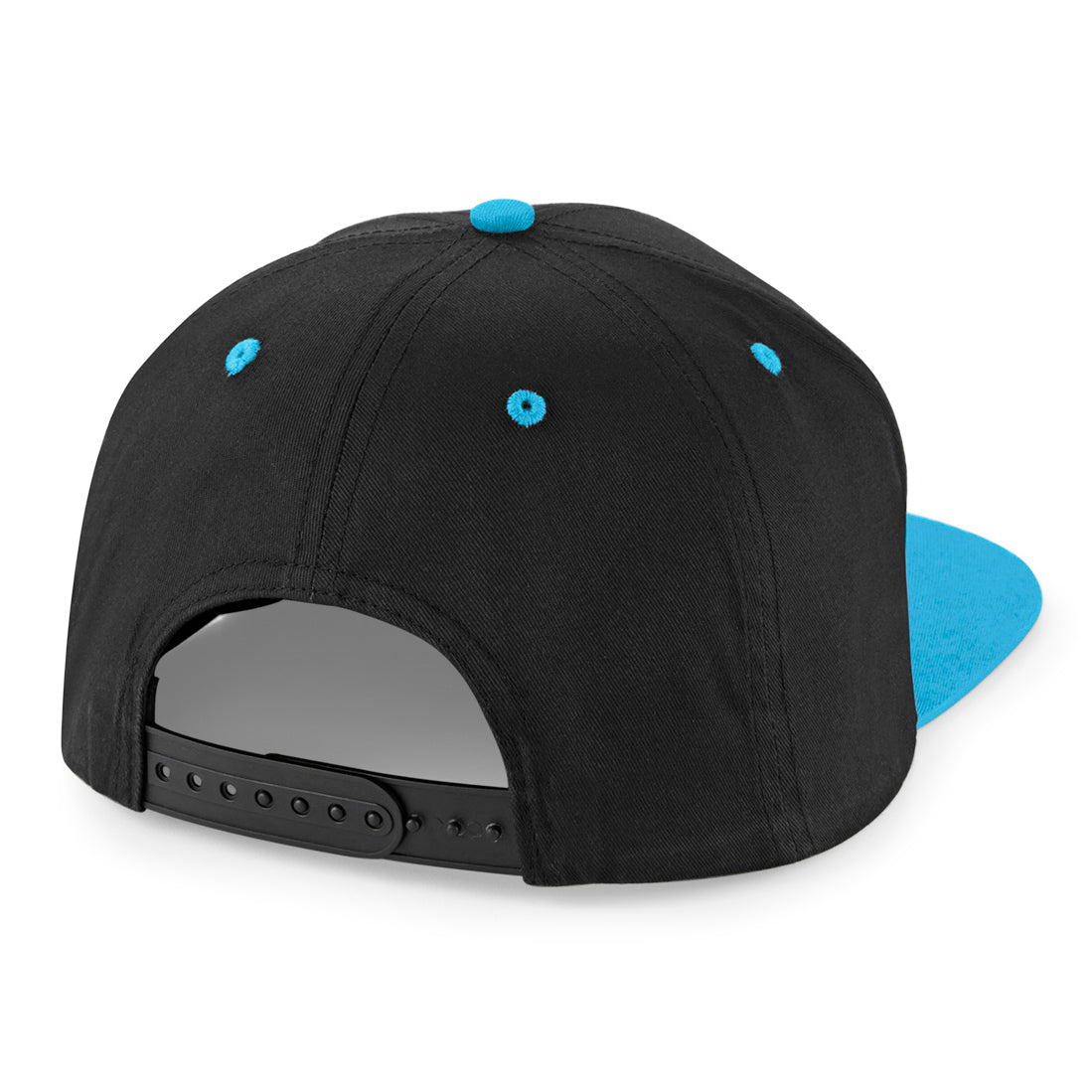 Beechfield 5 Panel Contrast Snapback Black Surf Blue Sort Blå CB610C