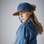 Beechfield Suede Peak Snapback Denim Blue Blå CB668