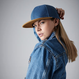 Beechfield Suede Peak Snapback Denim Blue Blå CB668