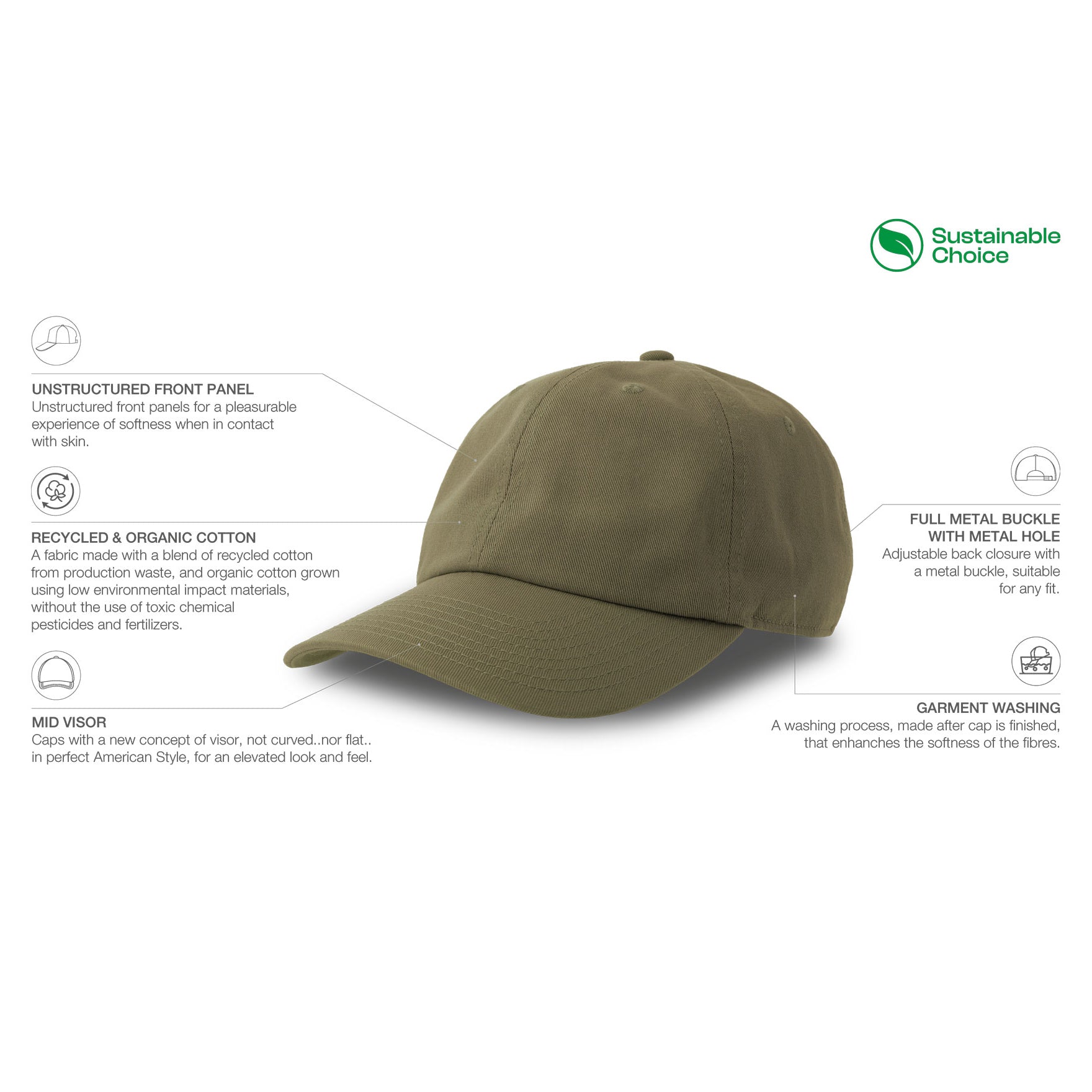 Atlantis Dad HatS Adjustable Olive Grøn AT681