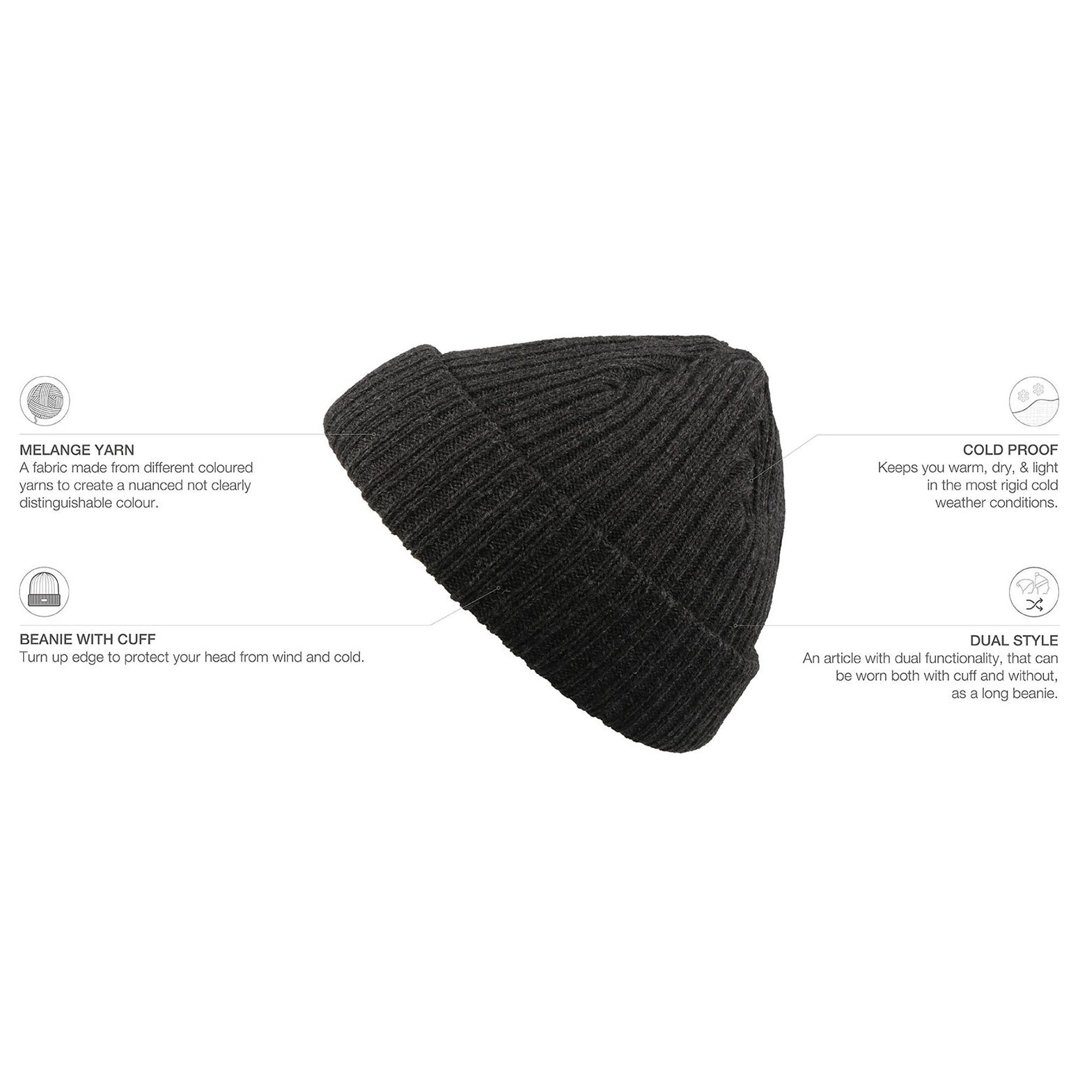 Atlantis Docker Beanie Docker Black Melange Sort AT796