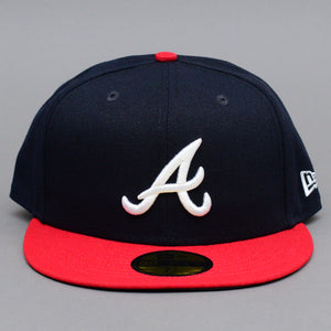 New Era MLB Atlanta Braves 59Fifty Authentic Fitted Navy Red Blå Rød 12572848