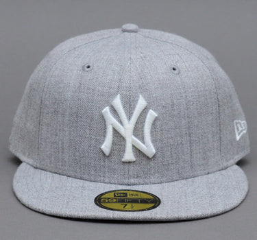 New Era MLB New York NY Yankees 59Fifty Essential Fitted Heather Grey White Grå Hvid 11044974