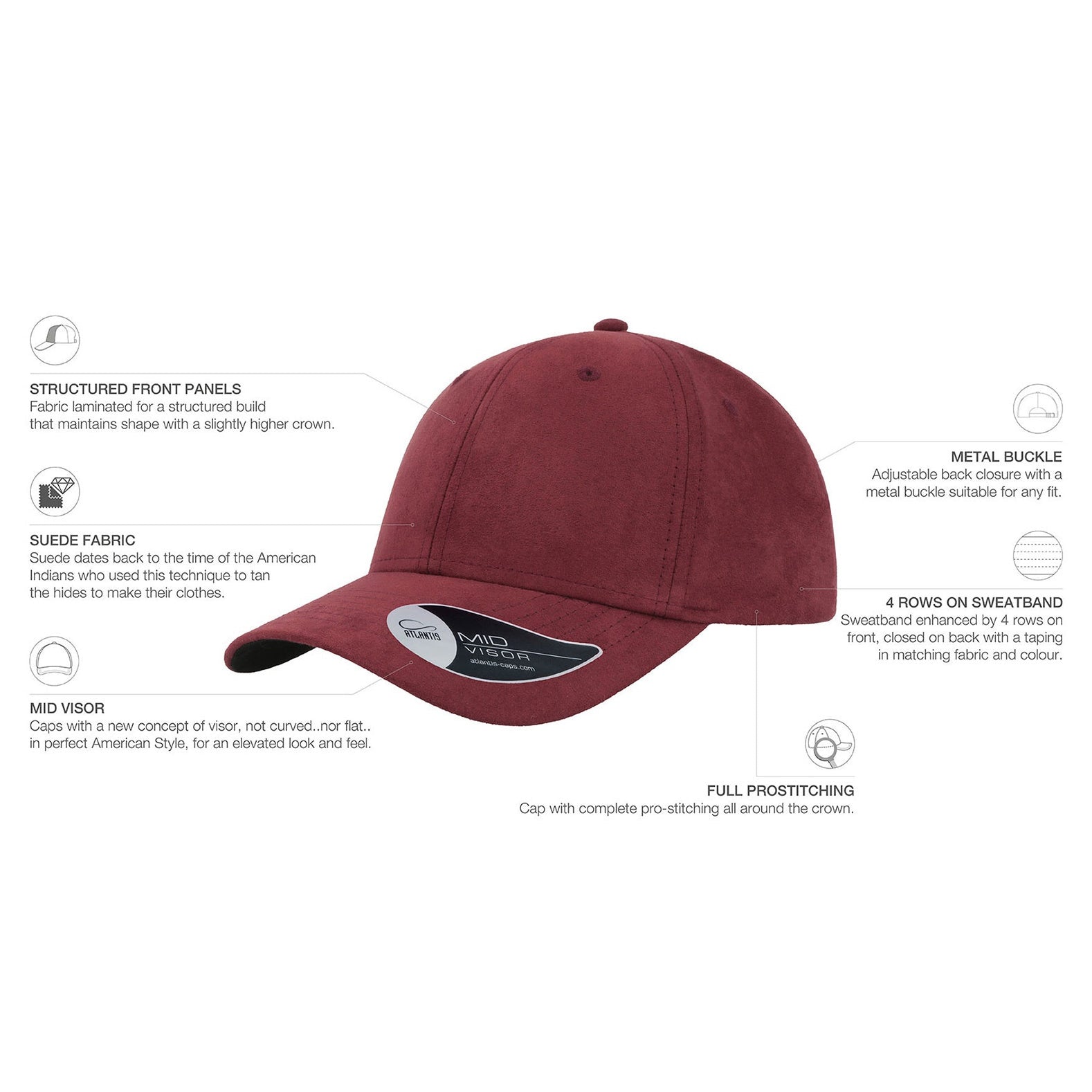 Atlantis Fam Cap Adjustable Burgundy Rød AT643